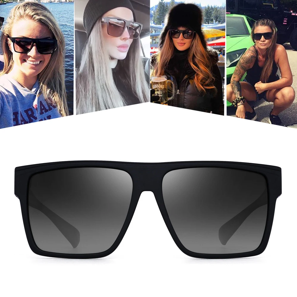 Retro Prevelik Kvadratnih Polarizirana sončna Očala Ženske, Moške blagovne Znamke Design Vožnje Velika Velika sončna Očala za Ženske, Moške, Črna Slike 4
