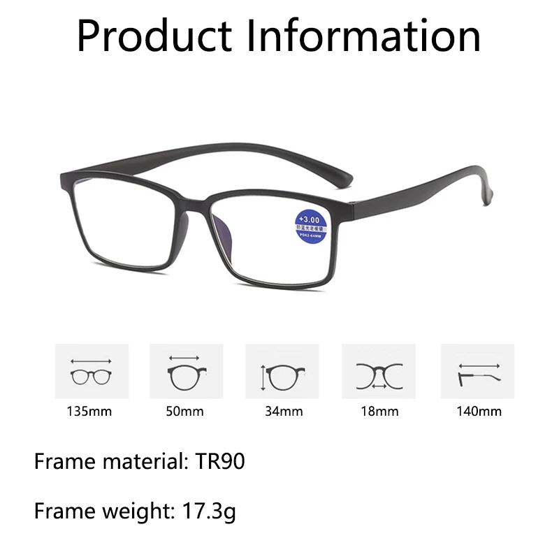 TR90 Moški Ženske Obravnavi Očala Modre Svetlobe Blokiranje Prilagodljiv Ultralahkih Full Frame Presbyopic Očala Povečevalna Računalnik Očala Slike 1