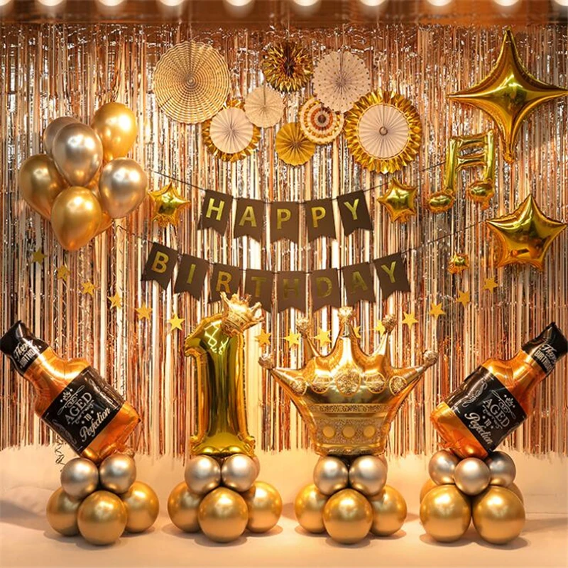 Črno zlato slog Fancy stranka baloni DIY dekoracijo helij folijo latex balon za poroko, rojstni dan ballon Slike 1