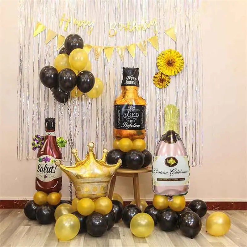 Črno zlato slog Fancy stranka baloni DIY dekoracijo helij folijo latex balon za poroko, rojstni dan ballon Slike 4
