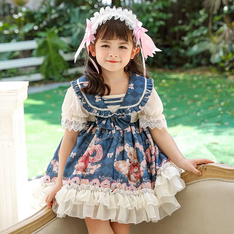 Špansko Dekle je Lolita Slog Obleko Poletje Čipke Obleko Pravljice Princesa Lolita Baby Girl Oblačenja 3-15 Let, Rojstni dan Obleko 2022 Slike 2